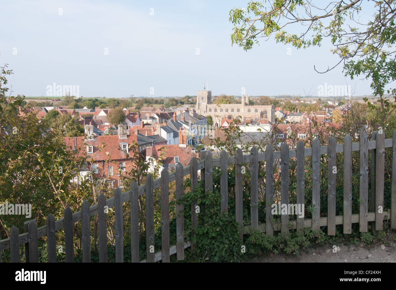 Ansicht von Clare von oben der Motte in Clare Country Park Stockfoto