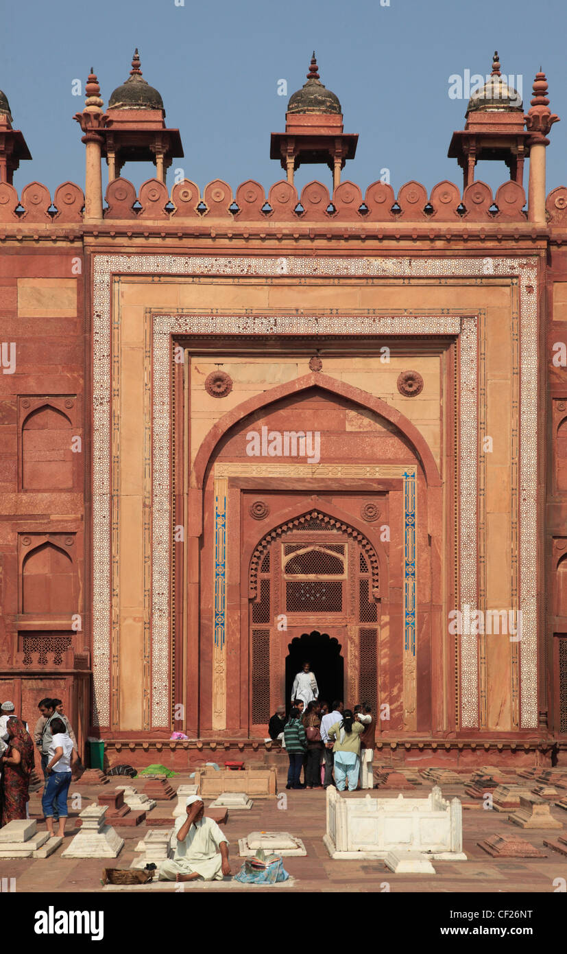 Indien, Uttar Pradesh, Fatehpur Sikri, Jama Masjid Moschee, Hof, Stockfoto