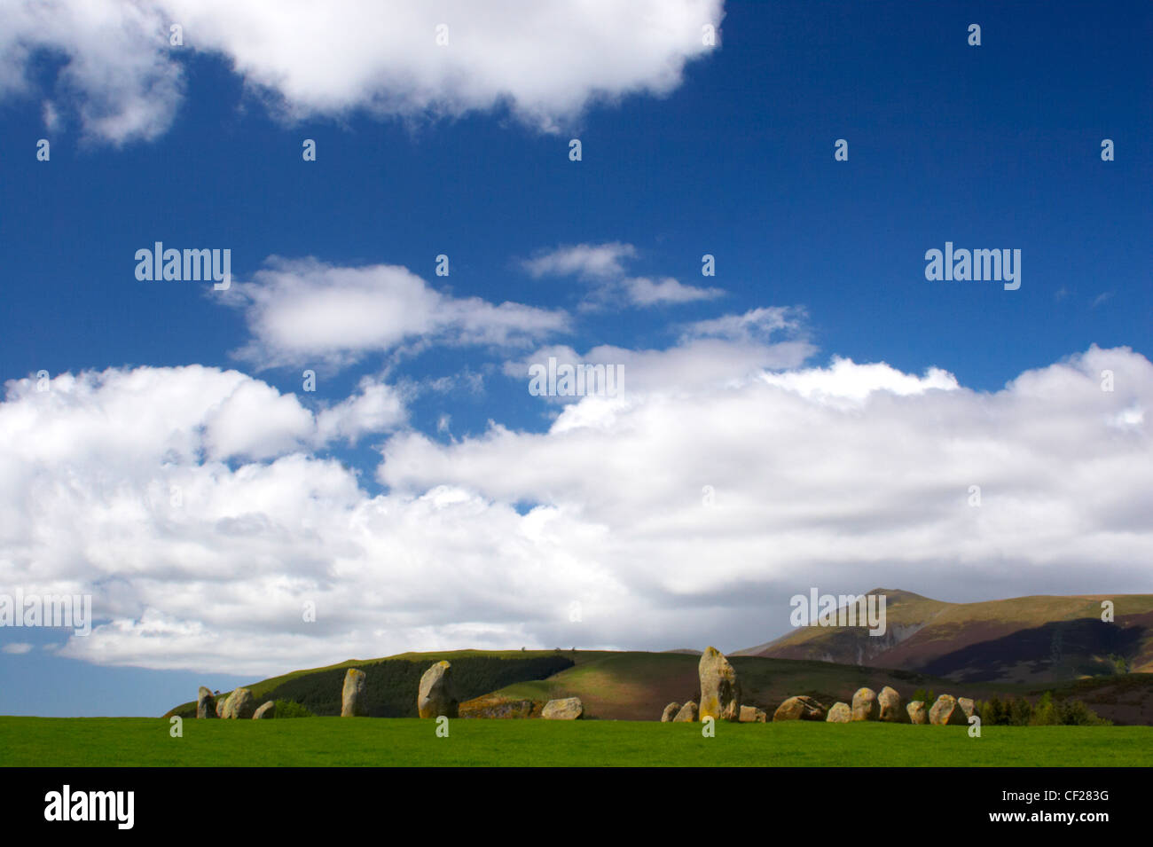 Castlerigg Stone Circle, aus der später Jungsteinzeit zurückreicht. Stockfoto