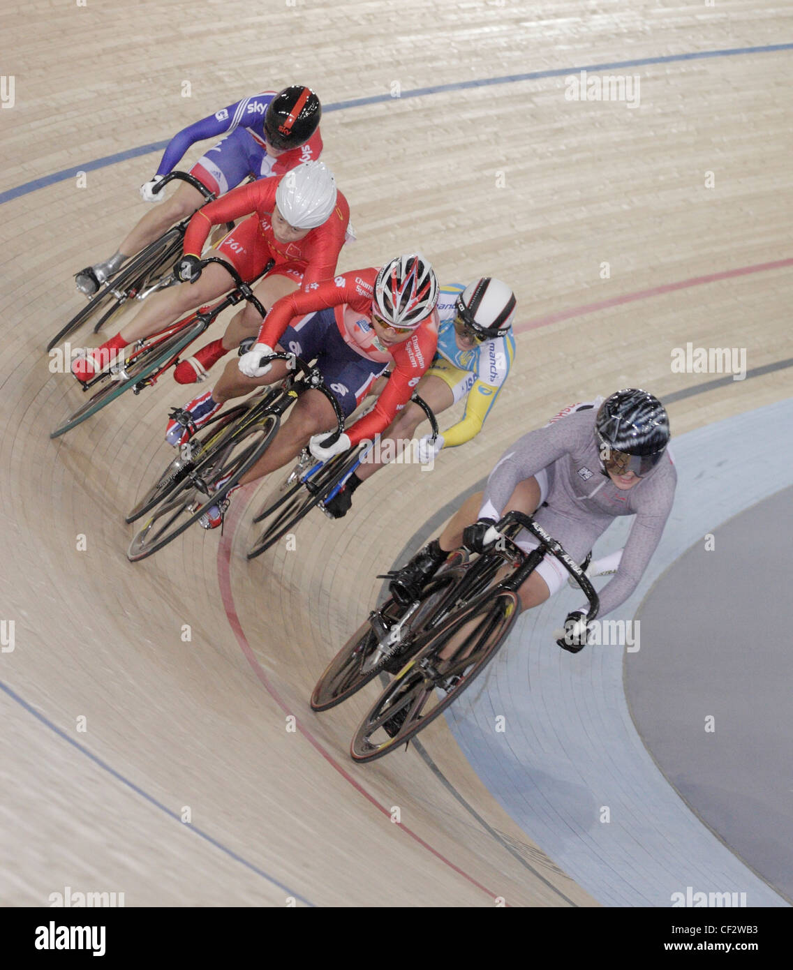 London Olympischen Velodrom track cycling-Bike-Rennen Stockfoto