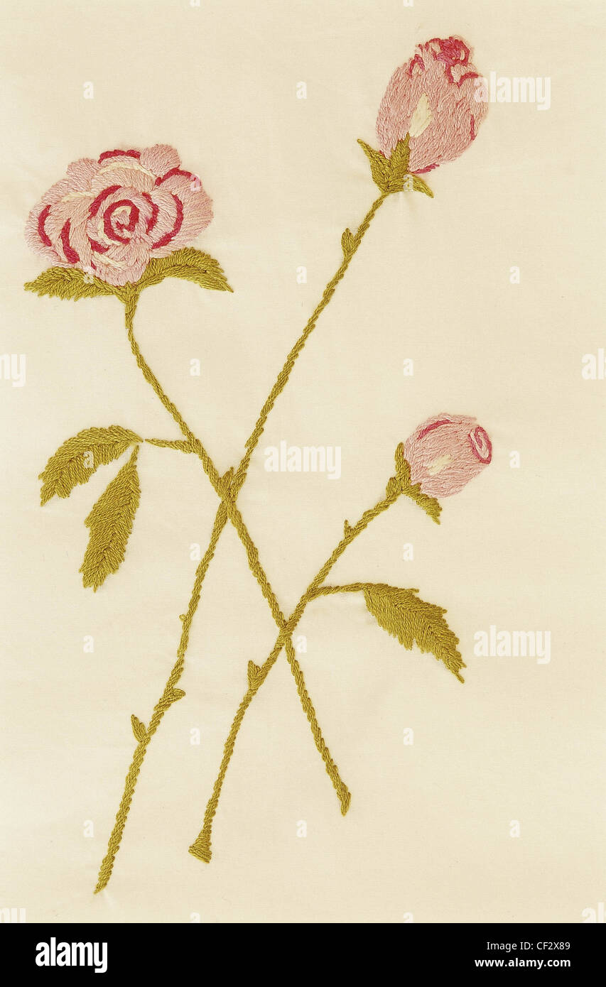Rosen vor der Tür gönnen Sie sich diesen Sommer und verbessern Sie gewöhnlichen Haushaltsgegenständen unsere weiche und feminine Stickerei zu machen: Stockfoto