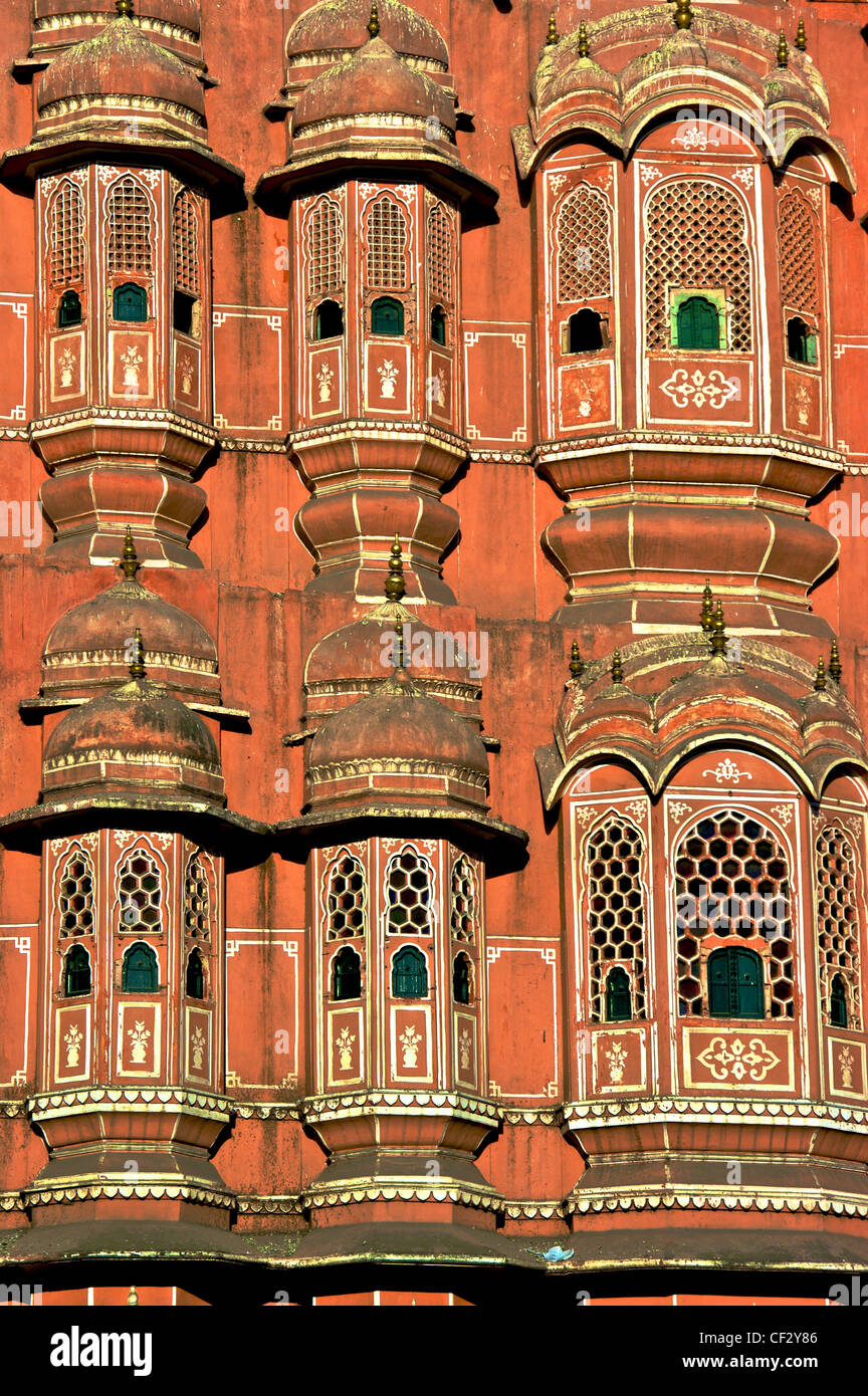 Windows der Windpalast, Jaipur, Indien Stockfoto