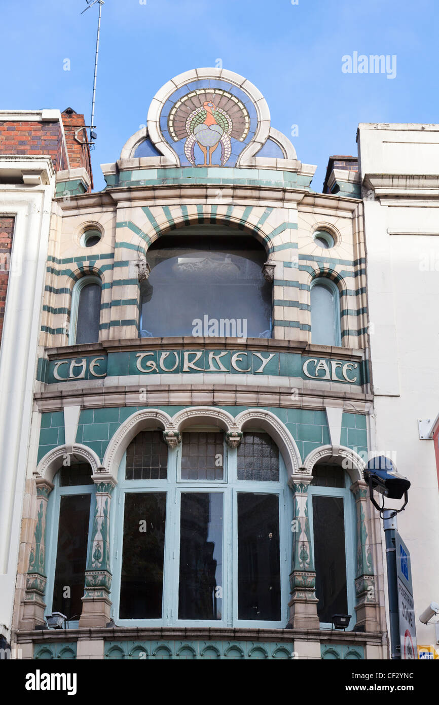 Obere Fassade von der Türkei Cafe Granby Street, Leicester. Leicestershire. Stockfoto