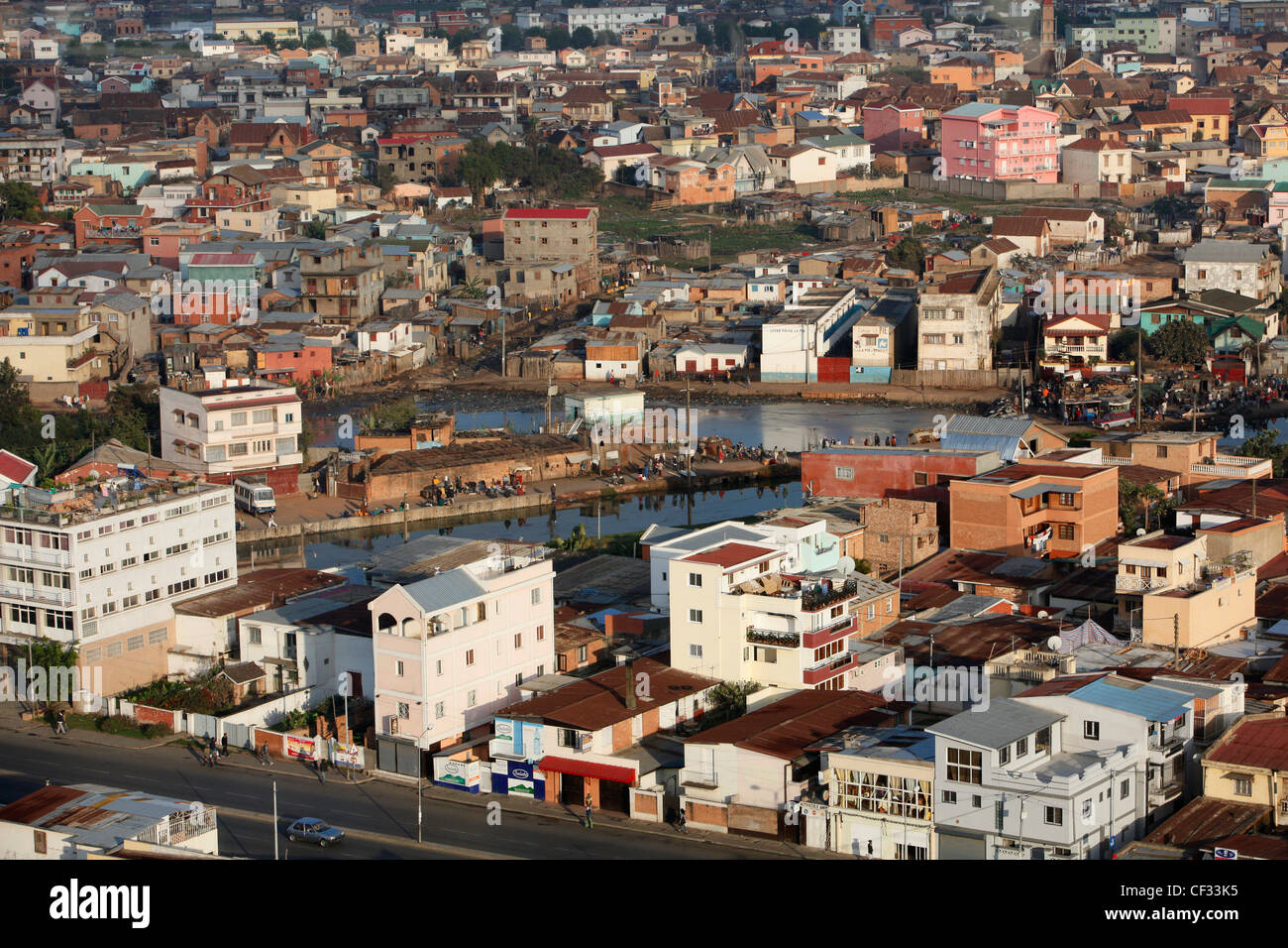 Blick auf die Stadt des Gehäuses und der Architektur von Antananarivo, Madagaskar Stockfoto