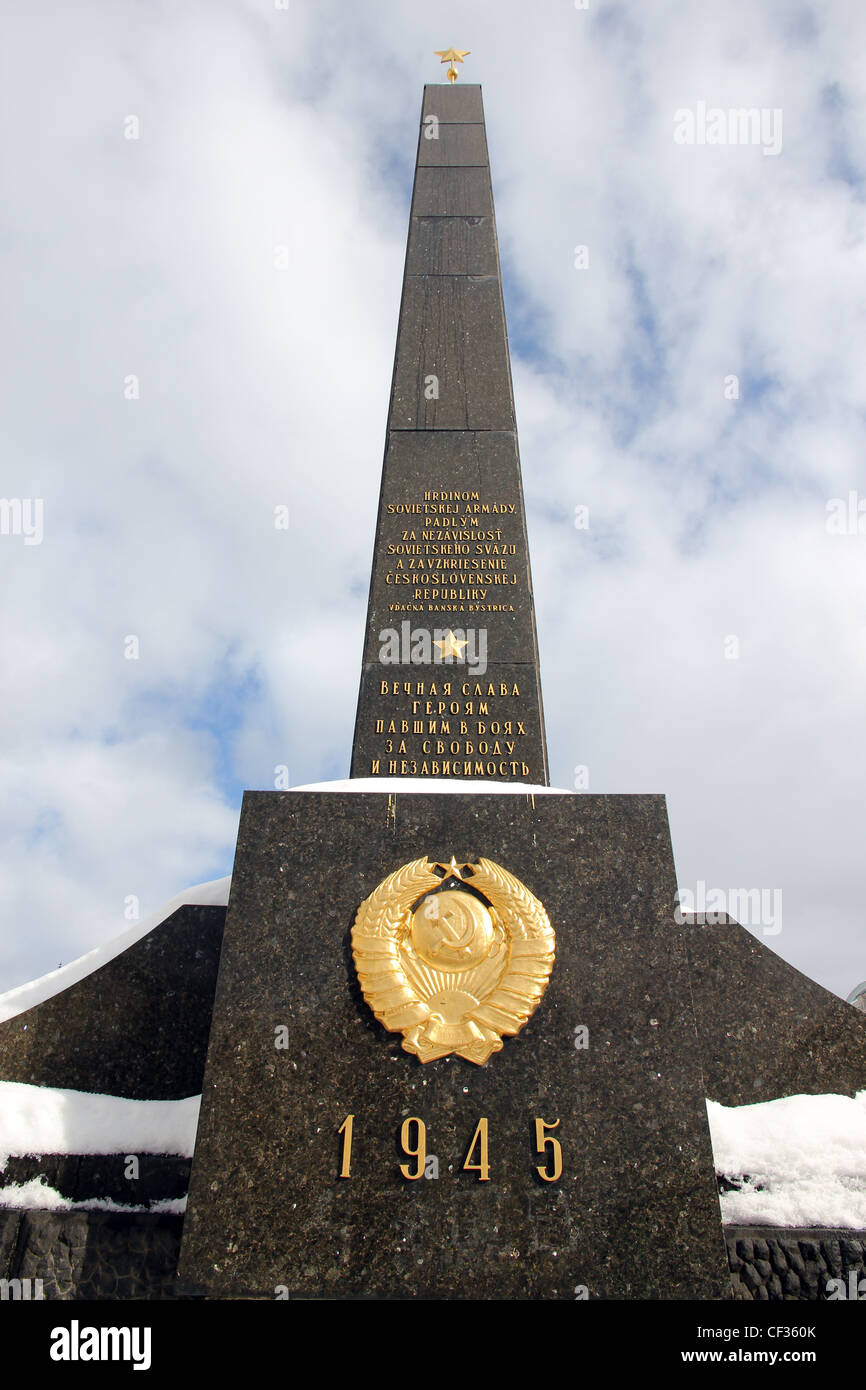 zweiten Weltkrieg Sowjetarmee Befreiung der Slowakei. Denkmal in Town Square von Banska Bystrica, Mittelslowakei. Stockfoto