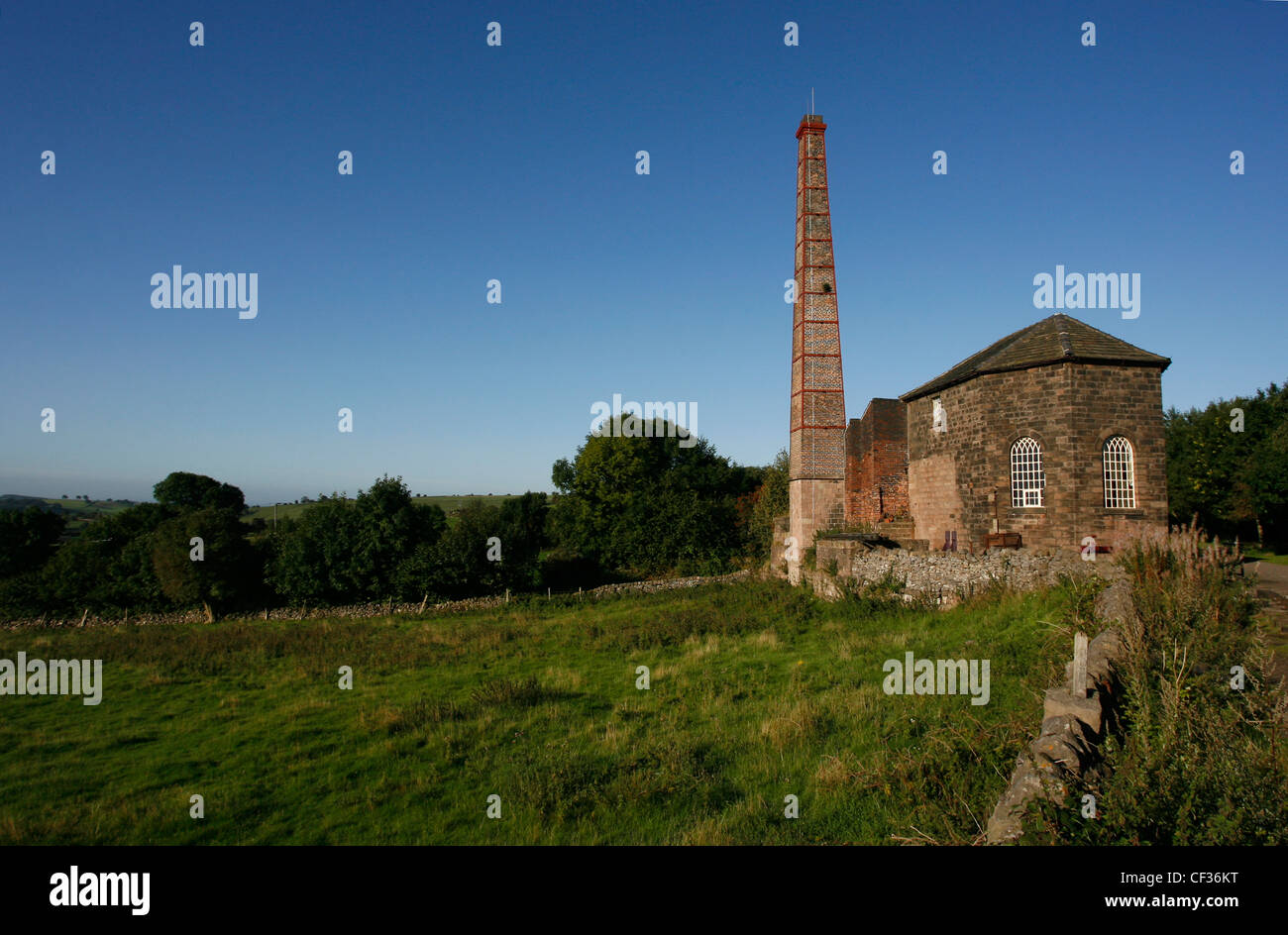 Steinbruch Maschinenhaus im Peak District National Park in der Nähe von Middleton. Stockfoto