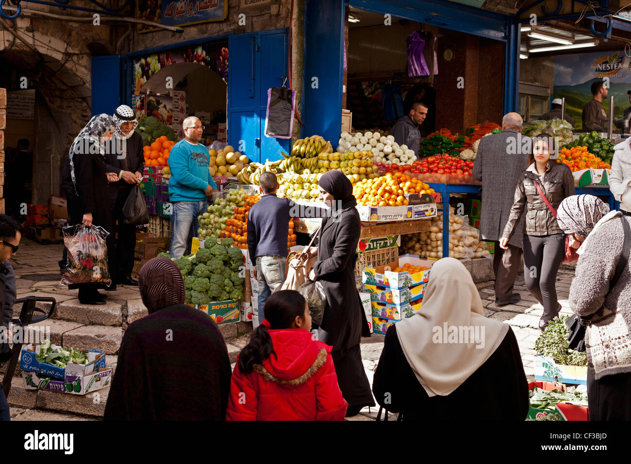 Israel, Jerusalem, arabischen Viertel oder muslimischen Viertel, Open-Air-Obst und Gemüsemarkt Stockfoto