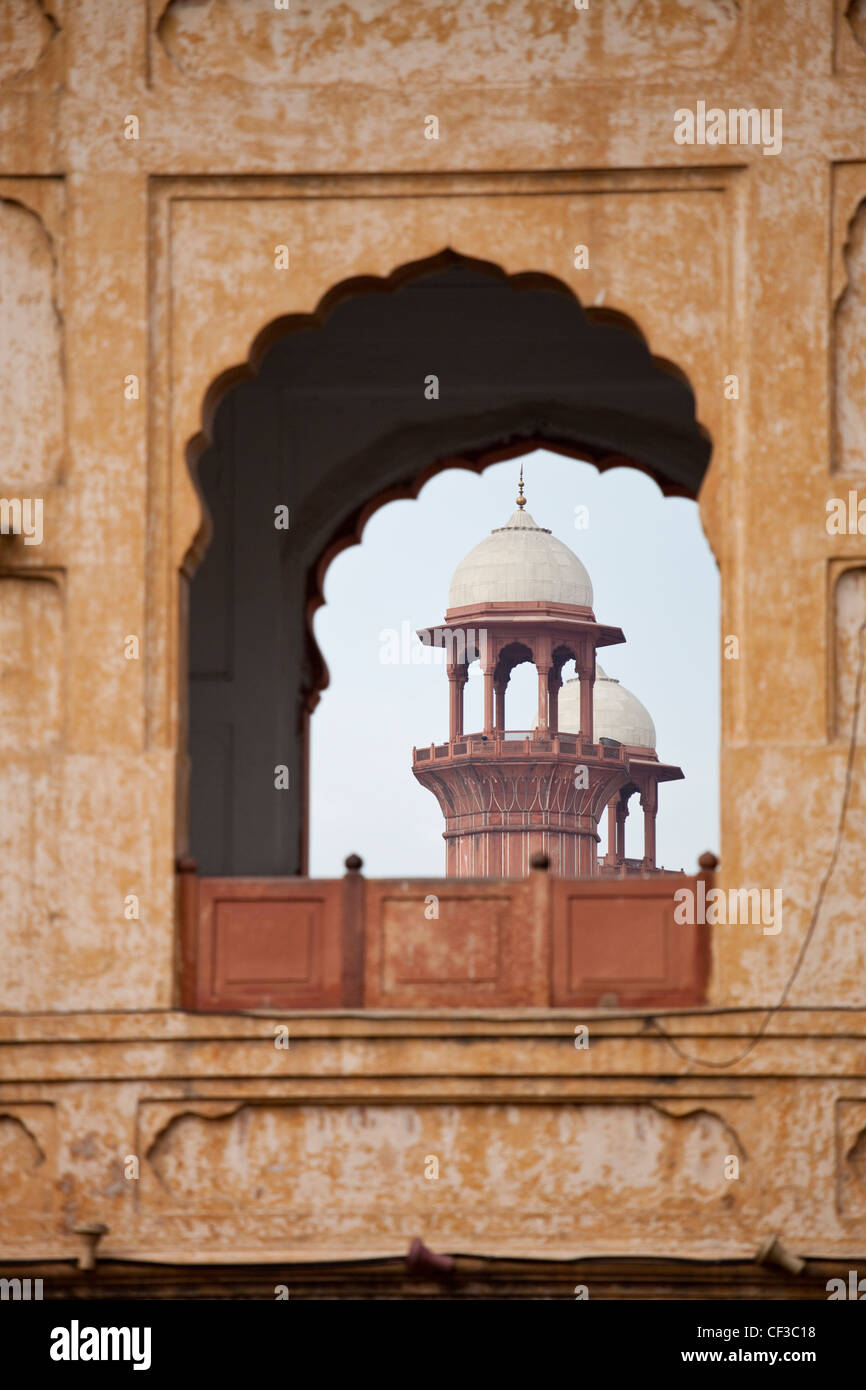 Minarette, Badshahi Moschee, Lahore, Pakistan Stockfoto