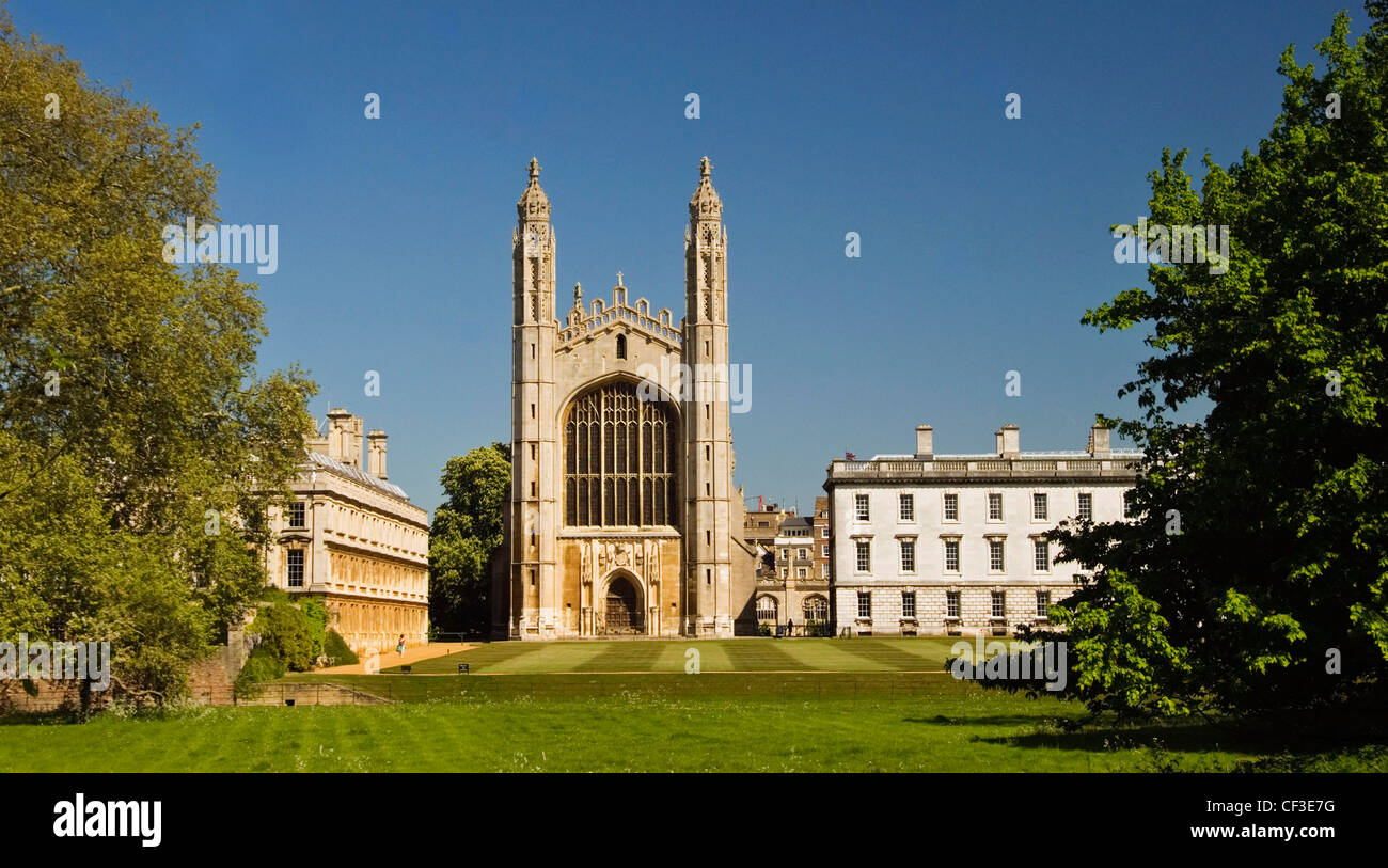 Die Rückseite des Kings College in Cambridge zeigt die Kapelle. Der junge Heinrich VI. legte den ersten Stein von College des Königs im Jahre 1441. Stockfoto