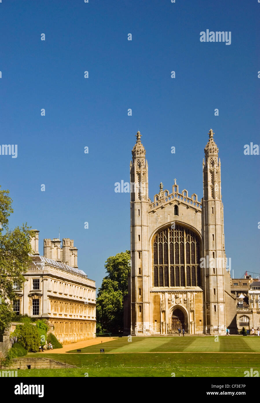 Die Rückseite des Kings College in Cambridge zeigt die Kapelle. Der junge Heinrich VI. legte den ersten Stein von College des Königs im Jahre 1441. Stockfoto