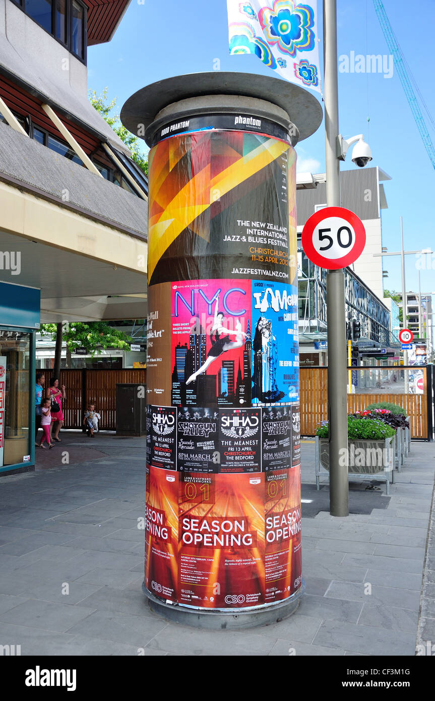 Morris Spalte Straße Werbung in Containerstadt aufgebaut nach dem Erdbeben, Cashel Mall, Christchurch, Canterbury, Neuseeland Stockfoto