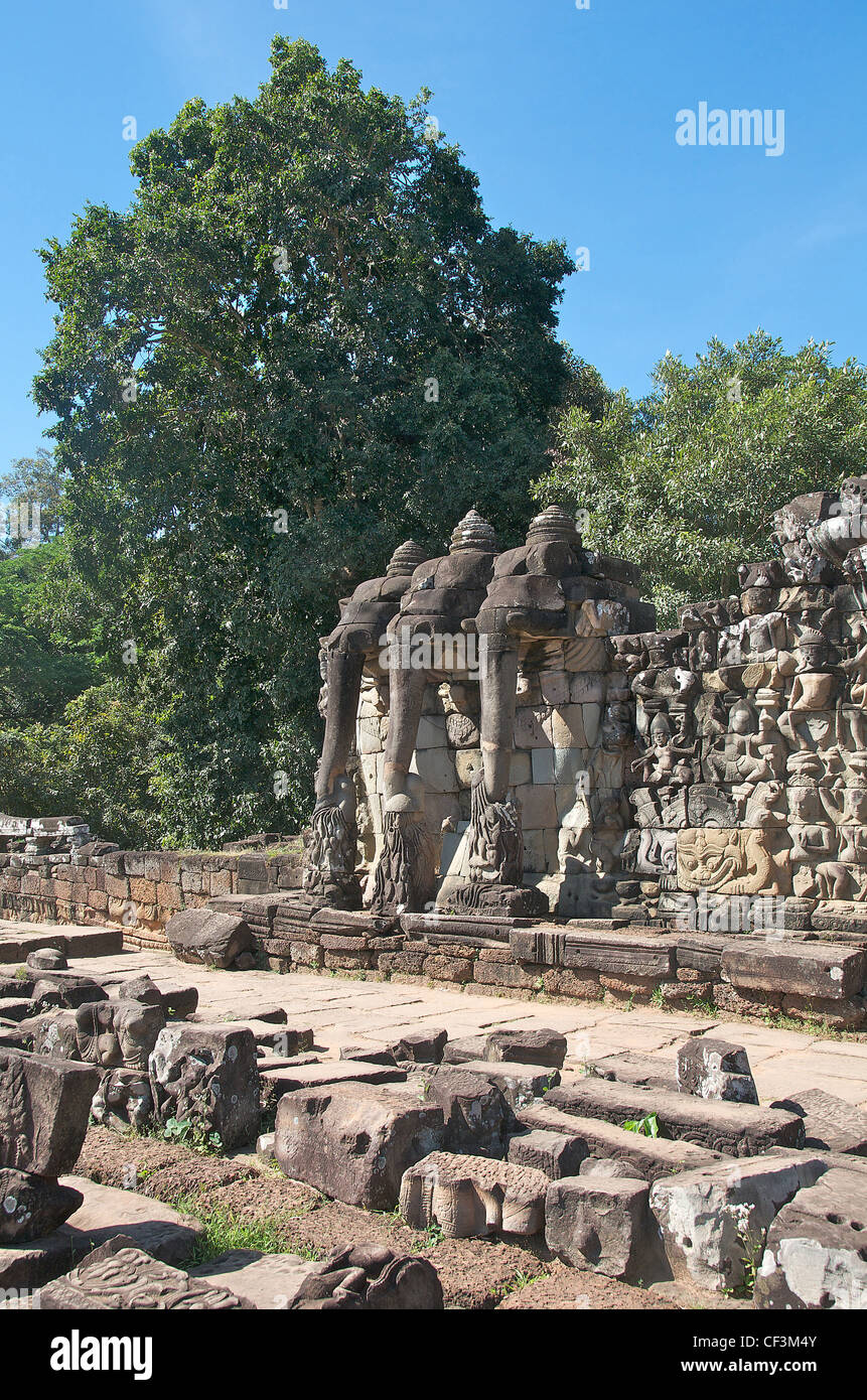 Terrasse der Elefanten Angkor Tom Kambodscha Stockfoto