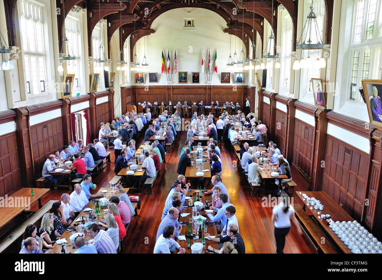 Dining Hall Interieur, Christus ist College in Rolleston Avenue, Christchurch, Canterbury District, Neuseeland Stockfoto