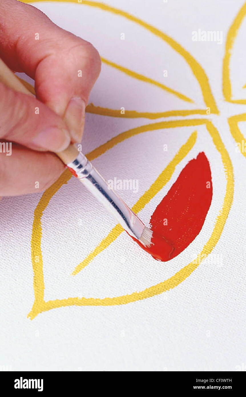 Easy Living TO MAKE: Gebrauch hinterlässt in verschiedenen Formen auf einfache Leinwand verfolgen und füllen in bunten Farben, es ist eine schnelle Stockfoto