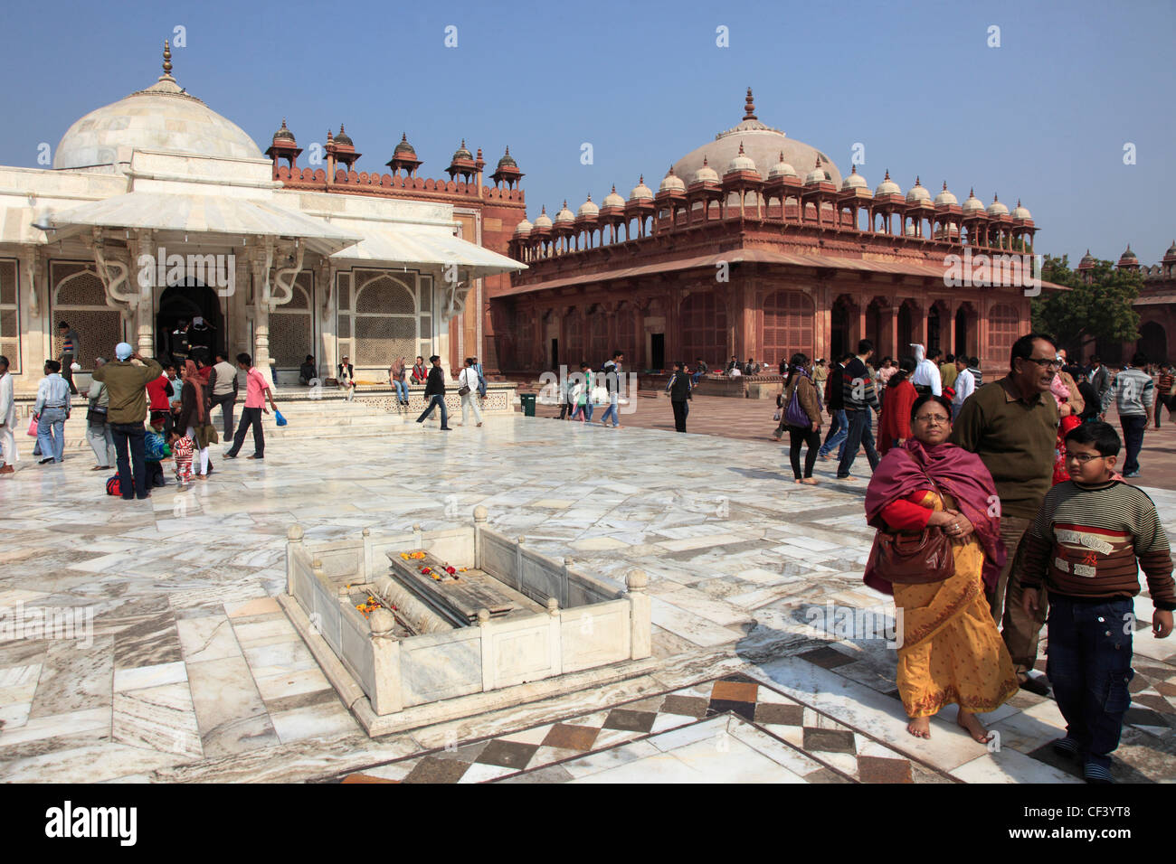 Indien, Uttar Pradesh, Fatehpur Sikri, Jama Masjid Moschee, Gräber von Shaikh Salim Chishti und Islam Khan, Stockfoto