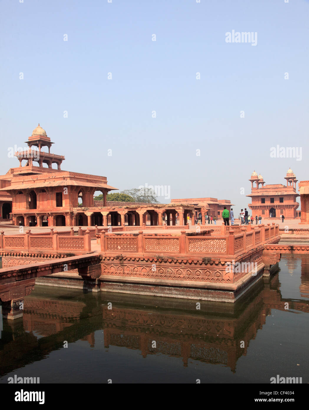 Indien, Uttar Pradesh, Fatehpur Sikri, Panch Mahal, Anup Talab, Diwan-i-Khas, Stockfoto