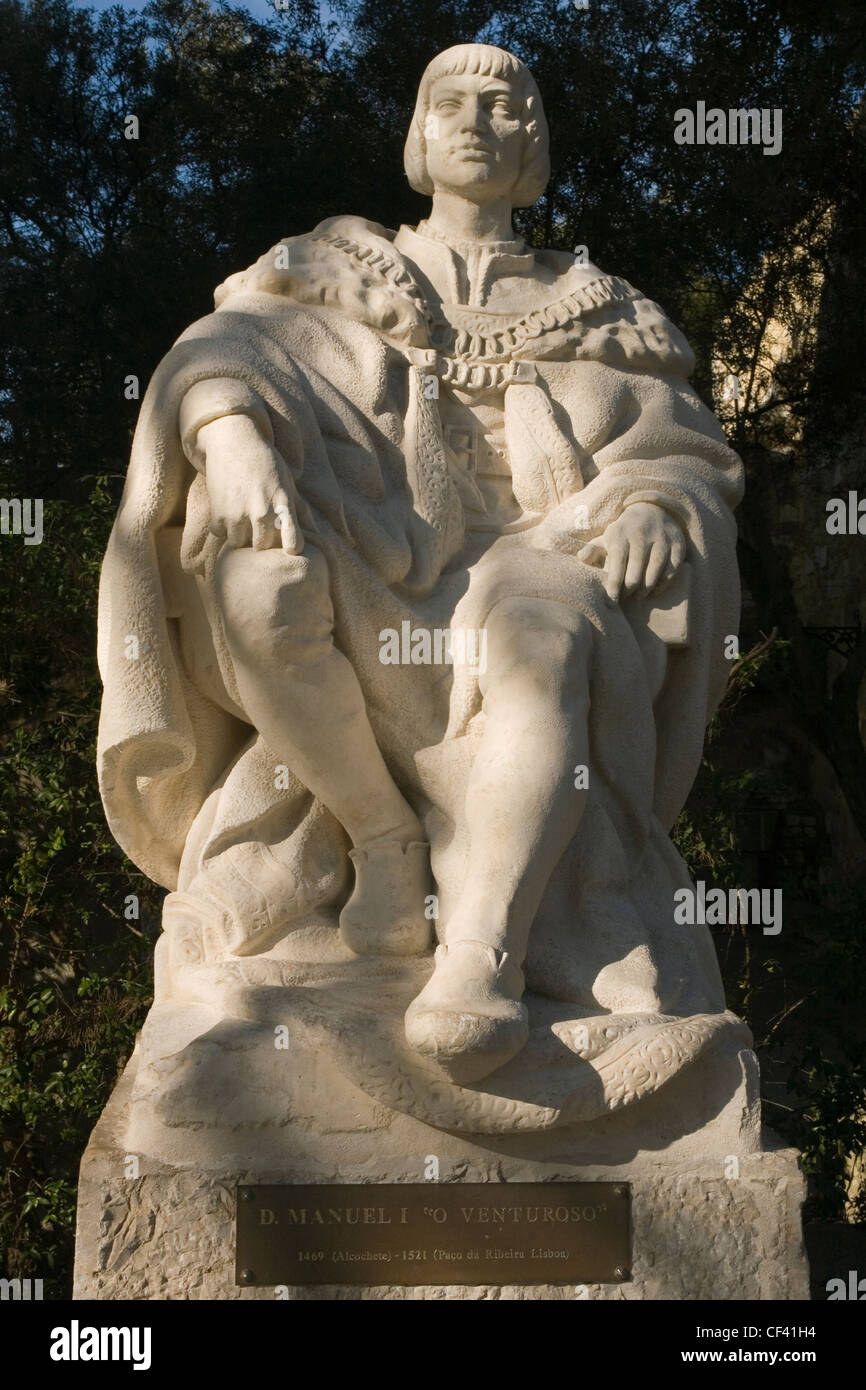 Portugal-Lissabon, König Manuel, die Glück-Statue im Schlosspark Stockfoto