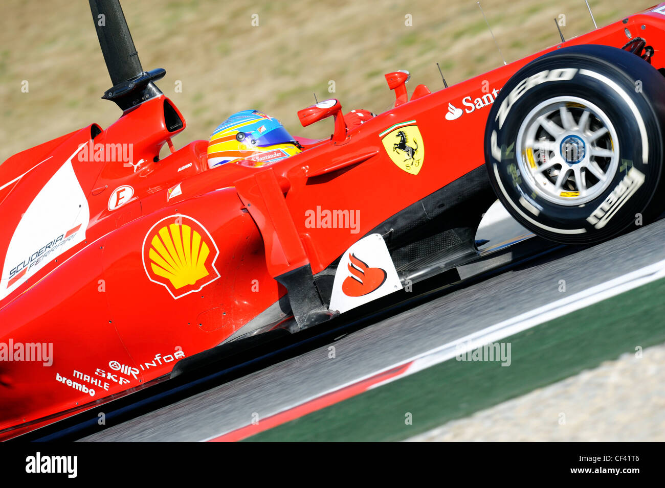 Fernando Alonso (SPA), Ferrari F2012 Rennwagen während der Formel-1-Tests Sitzungen in der Nähe von Barcelona im Februar 2012. Stockfoto