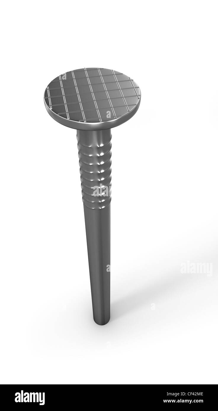 Gehämmerte Nägel isoliert auf weißem Hintergrund Stockfoto