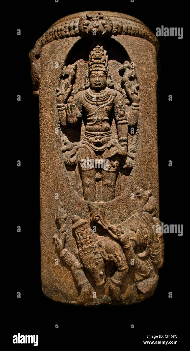 Shiva Lingodbhavamurt Apperaing in der Falming Linga Tamil Nadu Chola Periode 12. 13. Jahrhundert Basalt hinduistischen Indien Stockfoto