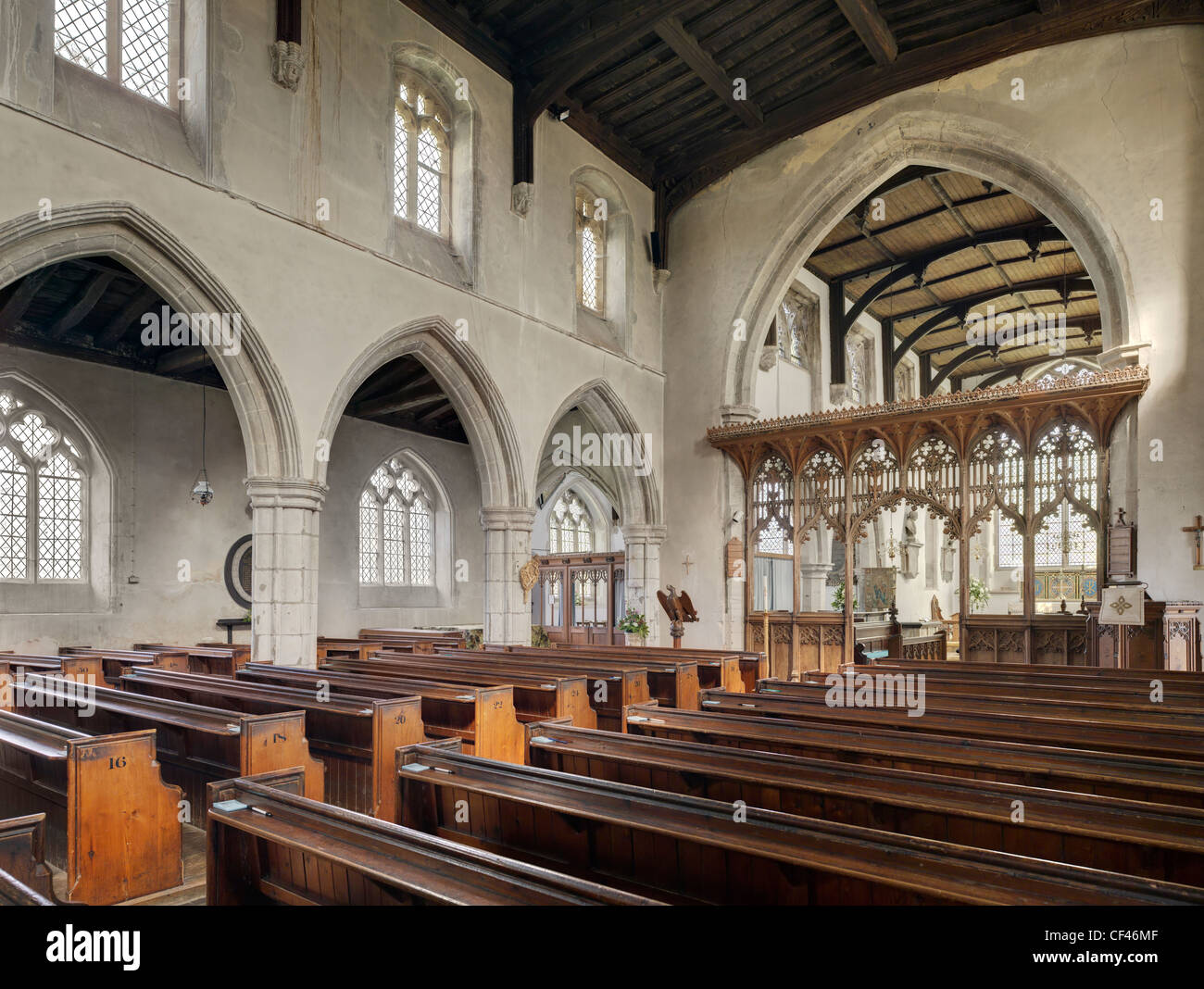 Das Innere der Finchingfield Kirche in Essex. Stockfoto