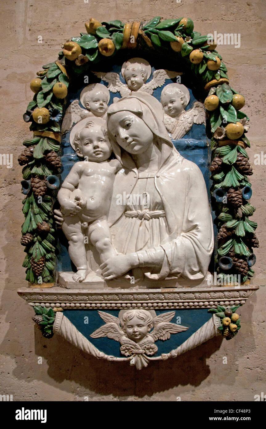 Jungfrau Maria Jesus Christus Kind Andrea della Robbia italienischen Italien frühen Renaissance Bildhauers 1435-1525 Florenz Stockfoto