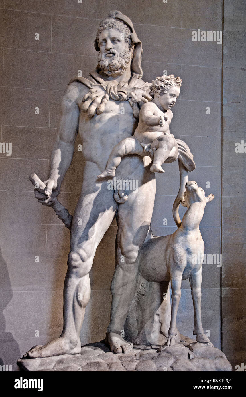 Herakles und sein Kind Telephos Telephe in Tivoli Italien römische entdeckt kopieren 12:00 nach dem griechischen original 4 Cent BC Stockfoto