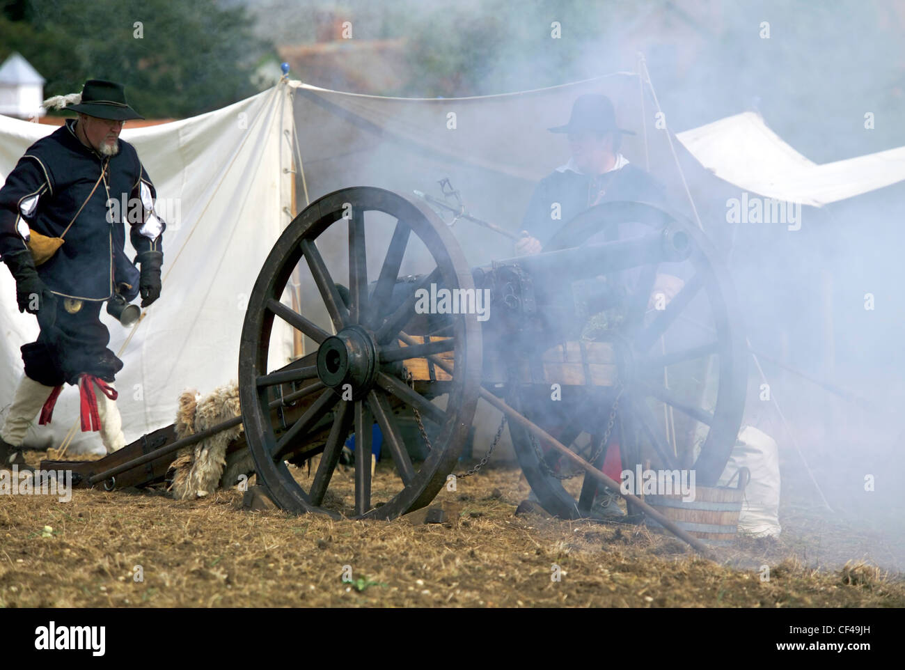 Englischer Bürgerkrieg Reenactment in Saffron Walden. Stockfoto