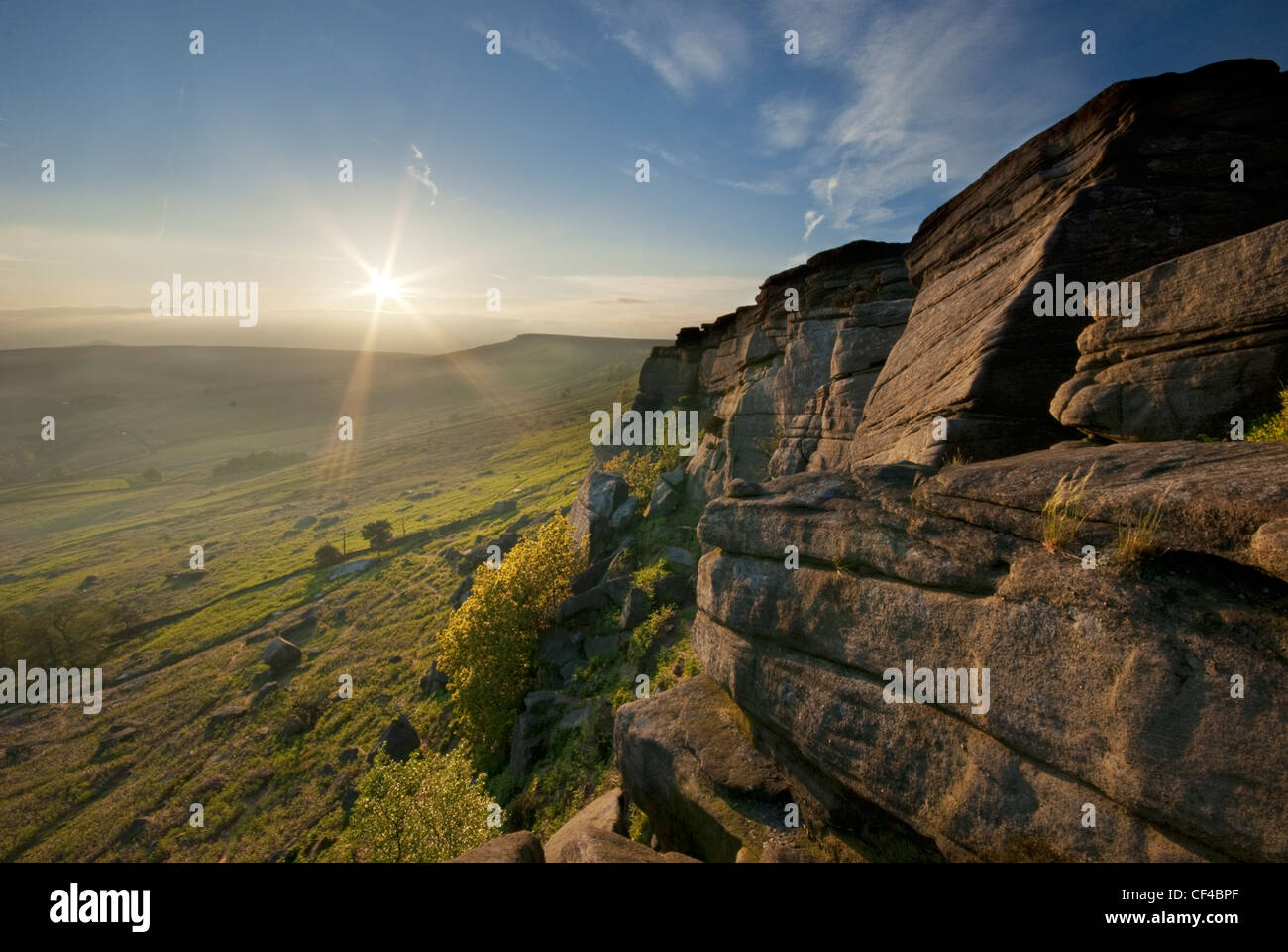 Sonnenuntergang St Stannage Edge Stockfoto