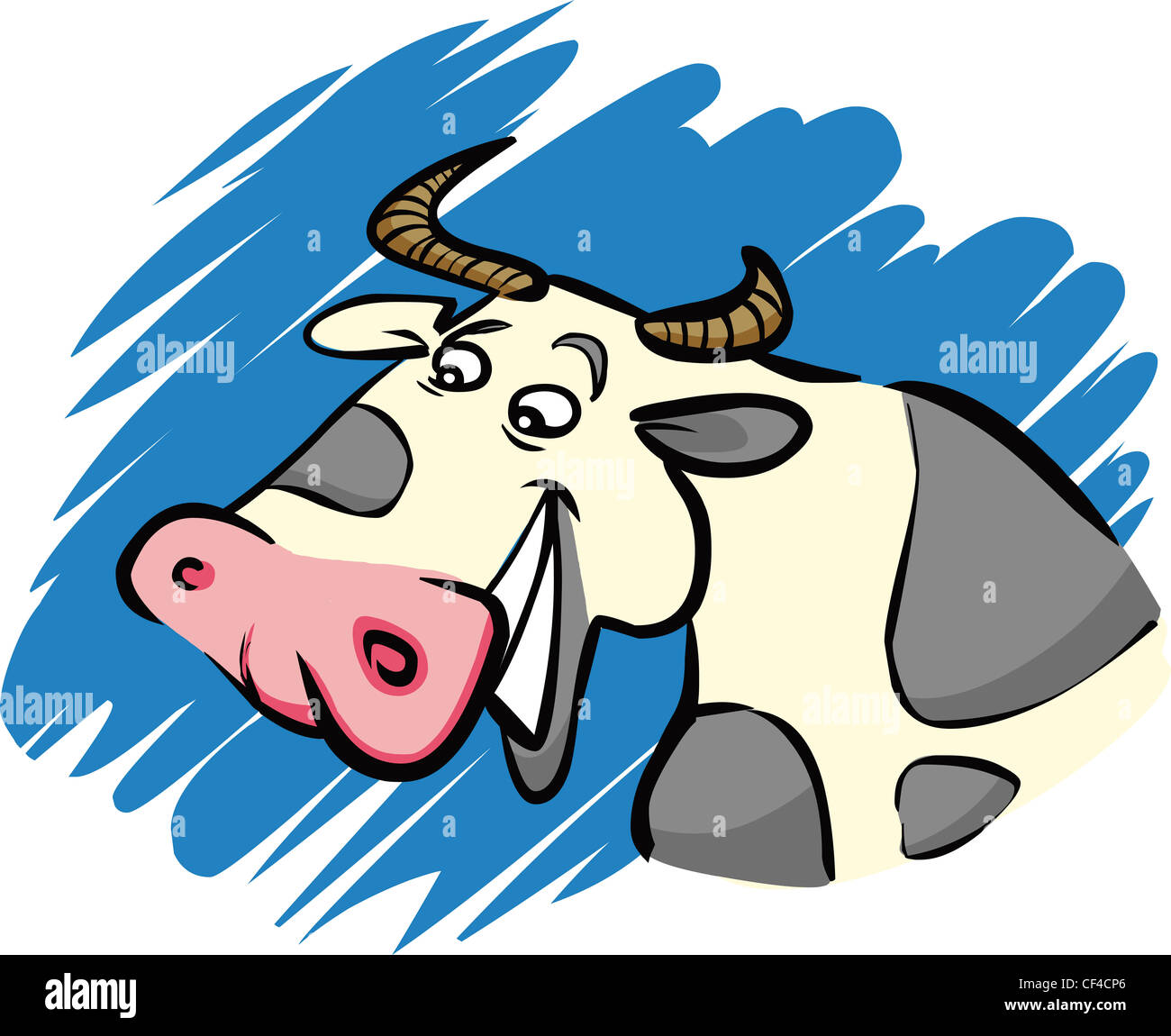 Cartoon humorvolle Darstellung der Funny Farm Kuh Stockfoto