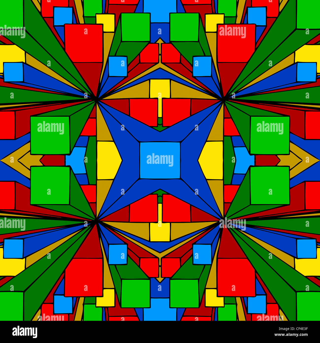 Eine nahtlose abstrakten Hintergrund Illustration der drei dimensionalen farbigen Kästchen. Stockfoto