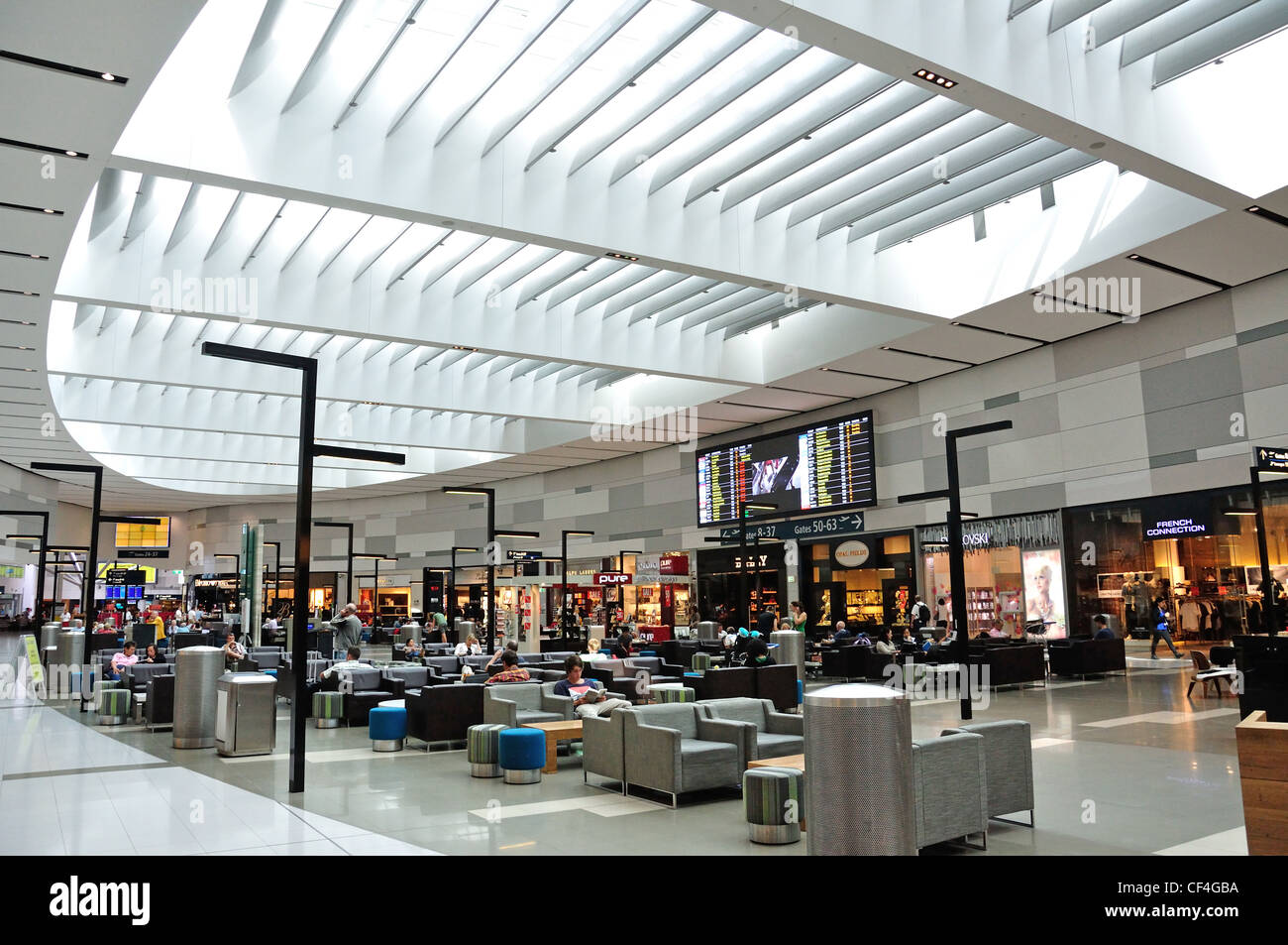 Abflug-Lounge am Flughafen Sydney Kingsford Smith, Maskottchen, Sydney, New South Wales, Australien Stockfoto