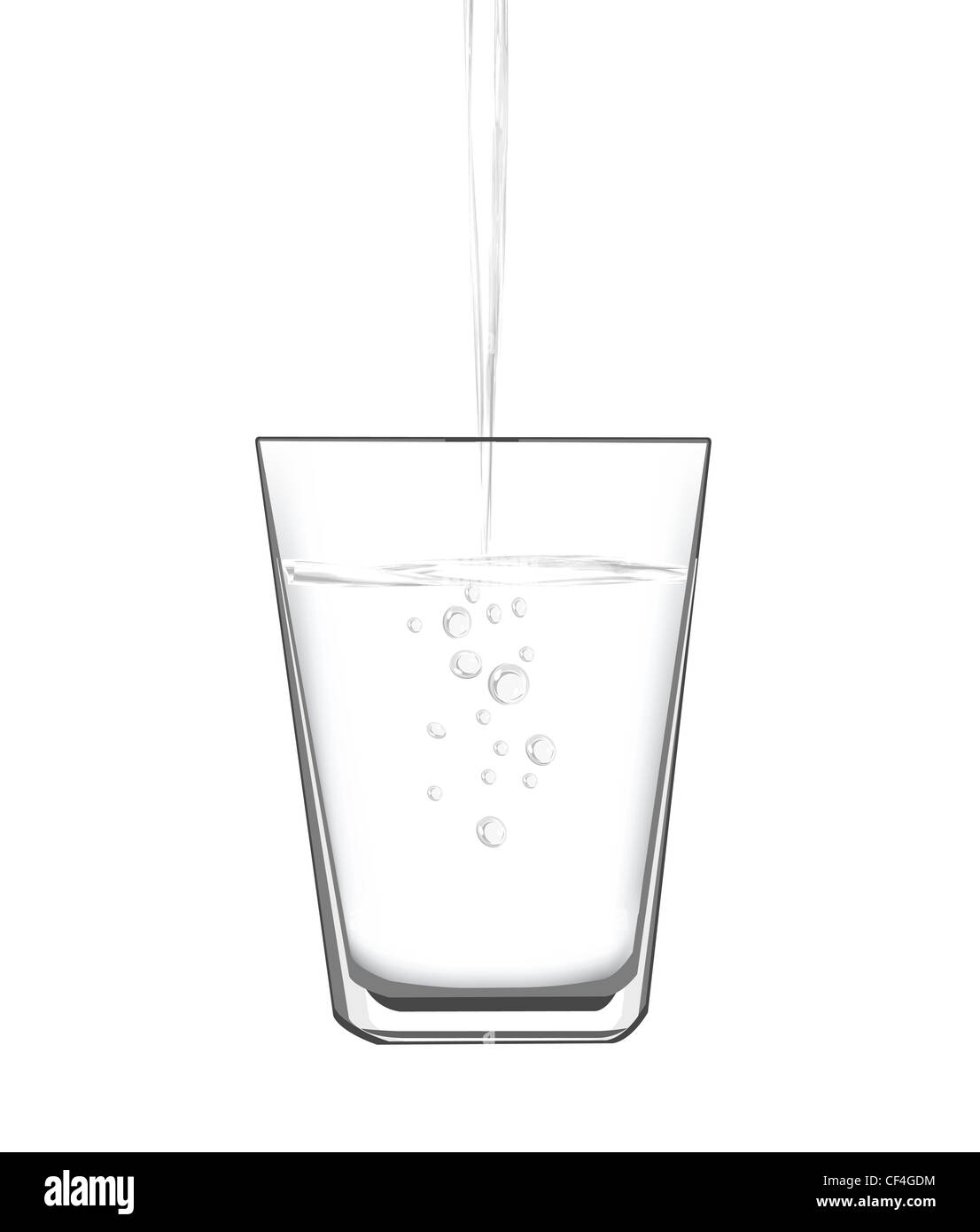 Vektor-Illustrationen von Wasser in ein Glas füllen. Stockfoto