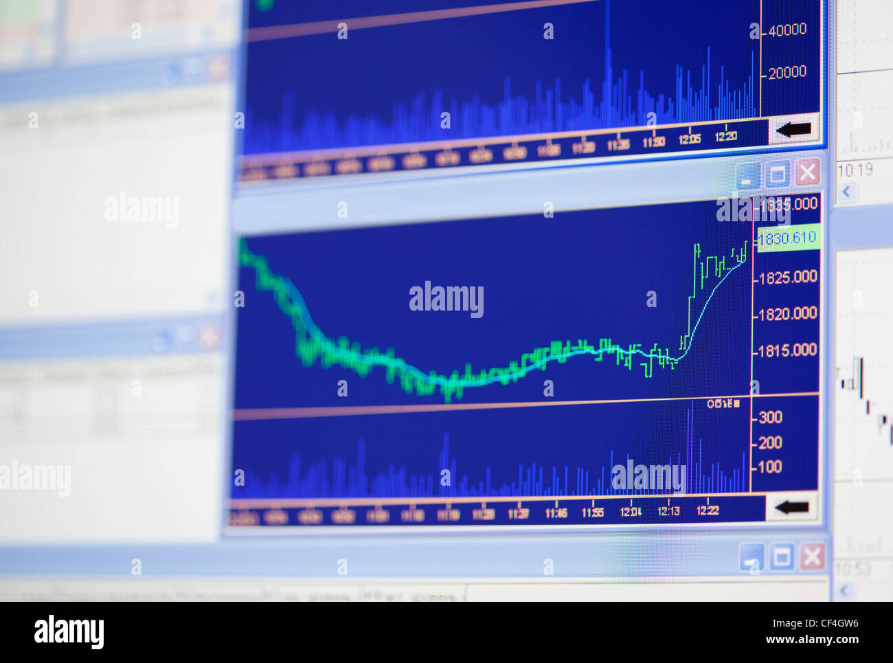 finanzielle Diagramme auf Bildschirm Stockfoto