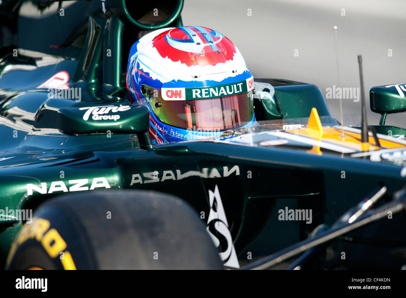 Vitaly Petrov (RUS), Caterham F1 Team Renault CT-01, Rennwagen während der Formel-1-Tests Sitzungen in der Nähe von Barcelona im Februar 2012. Stockfoto