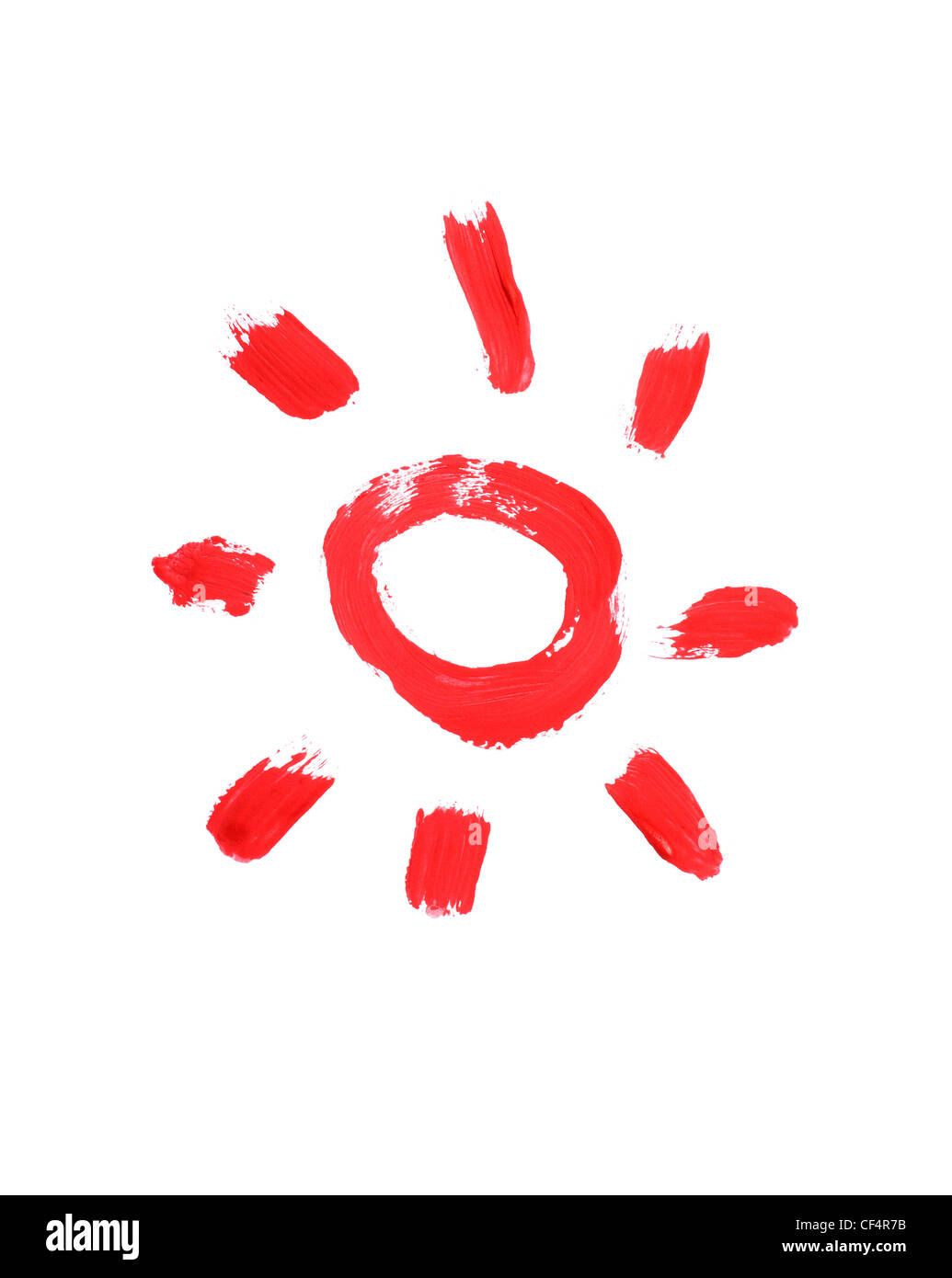 Sonne mit Farbe einfache Zeichnung gemalt Stockfoto