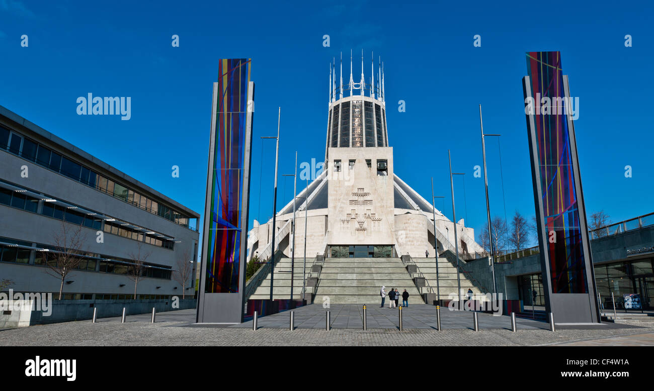 Außenansicht der Metropolitan Cathedral Church of Christ der König bekannt als Liverpool Metropolitan Cathedral. Stockfoto