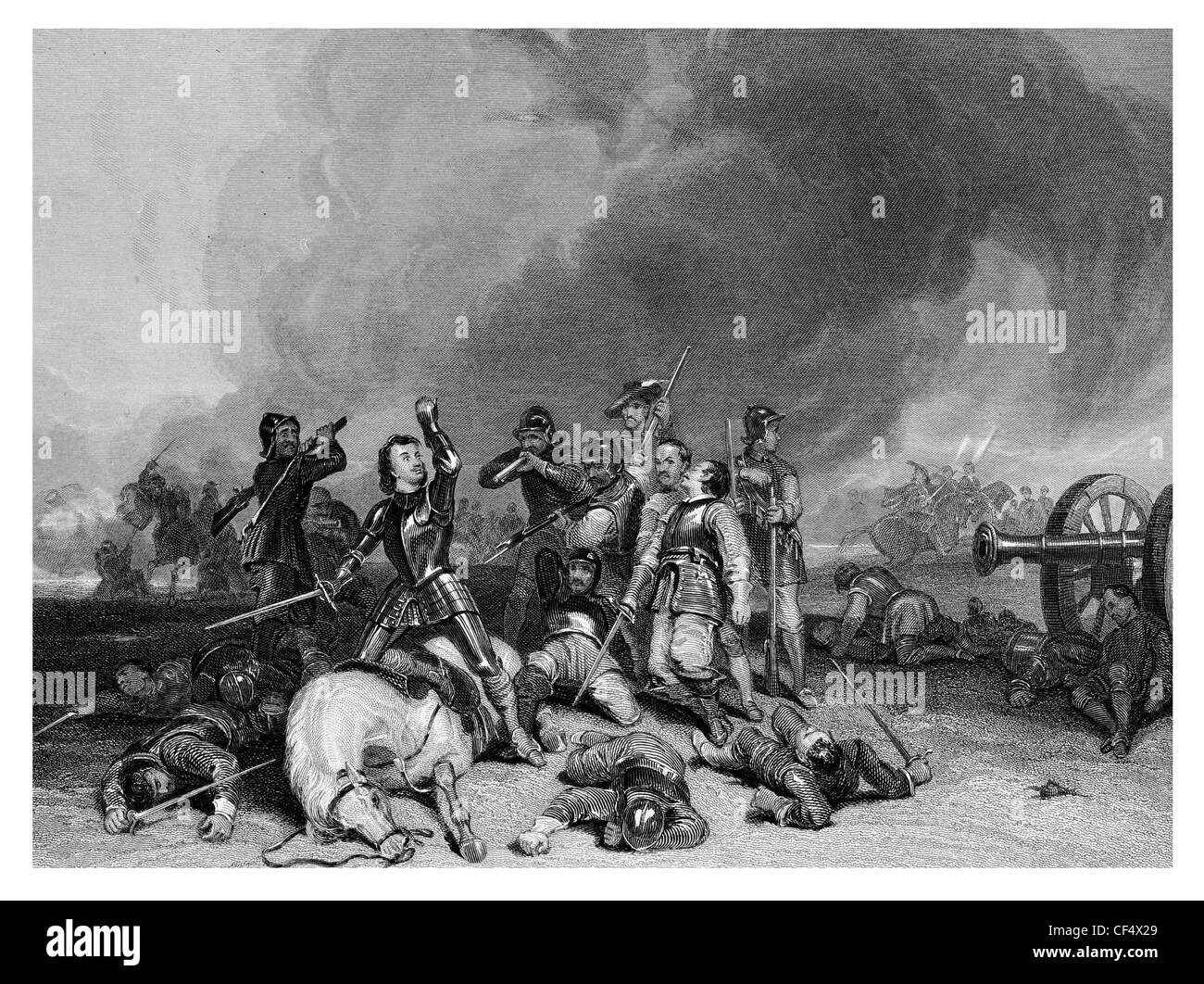 Schlacht von Hopton Heath englischer Bürgerkrieg Graf von Northampton getötet Stockfoto