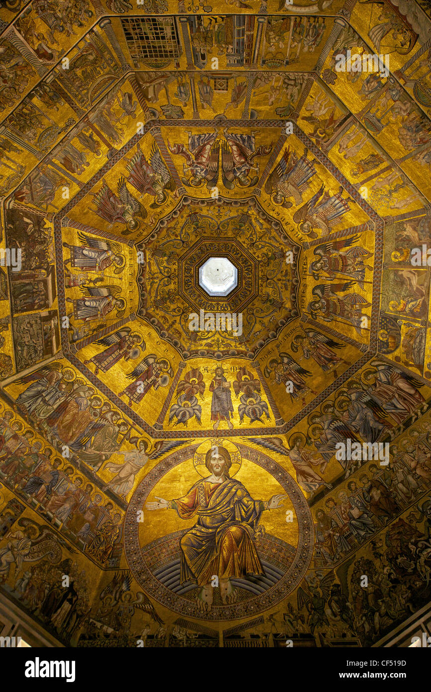 Thronenden Christus, durch Coppo di Marcovaldo, 13. Jahrhundert Mosaiken, Kuppel, die Decke, Baptisterium, Florenz, Toskana, Italien, Europa Stockfoto