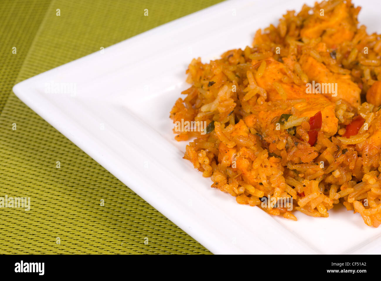 Teil von Tika-indisches Huhn mit Reis Stockfoto