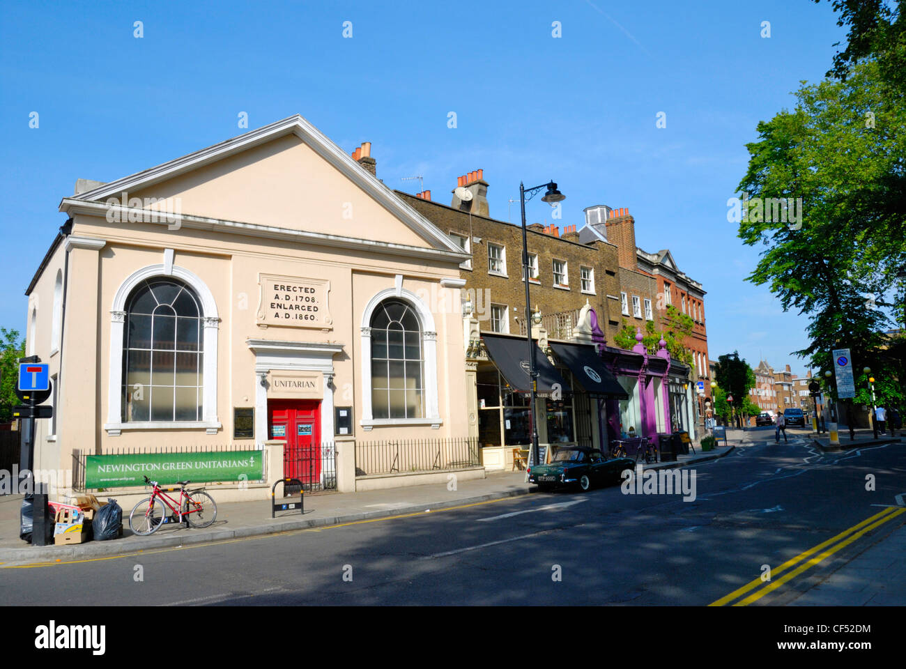 Newington Green Unitarian Kirche (NGUC), Londons älteste nonkonformistischen Ort der Anbetung noch gebräuchlich. Stockfoto