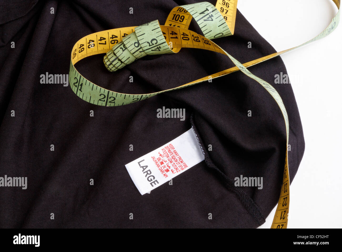 T-Shirt mit großen Etikettengröße Stockfoto