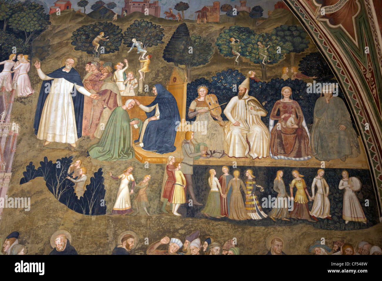 Szenen des irdischen Lebens und Sakrament der Buße von Andrea di Bonaiuto spanische Kapelle Santa Maria Novella Florenz Italien Stockfoto