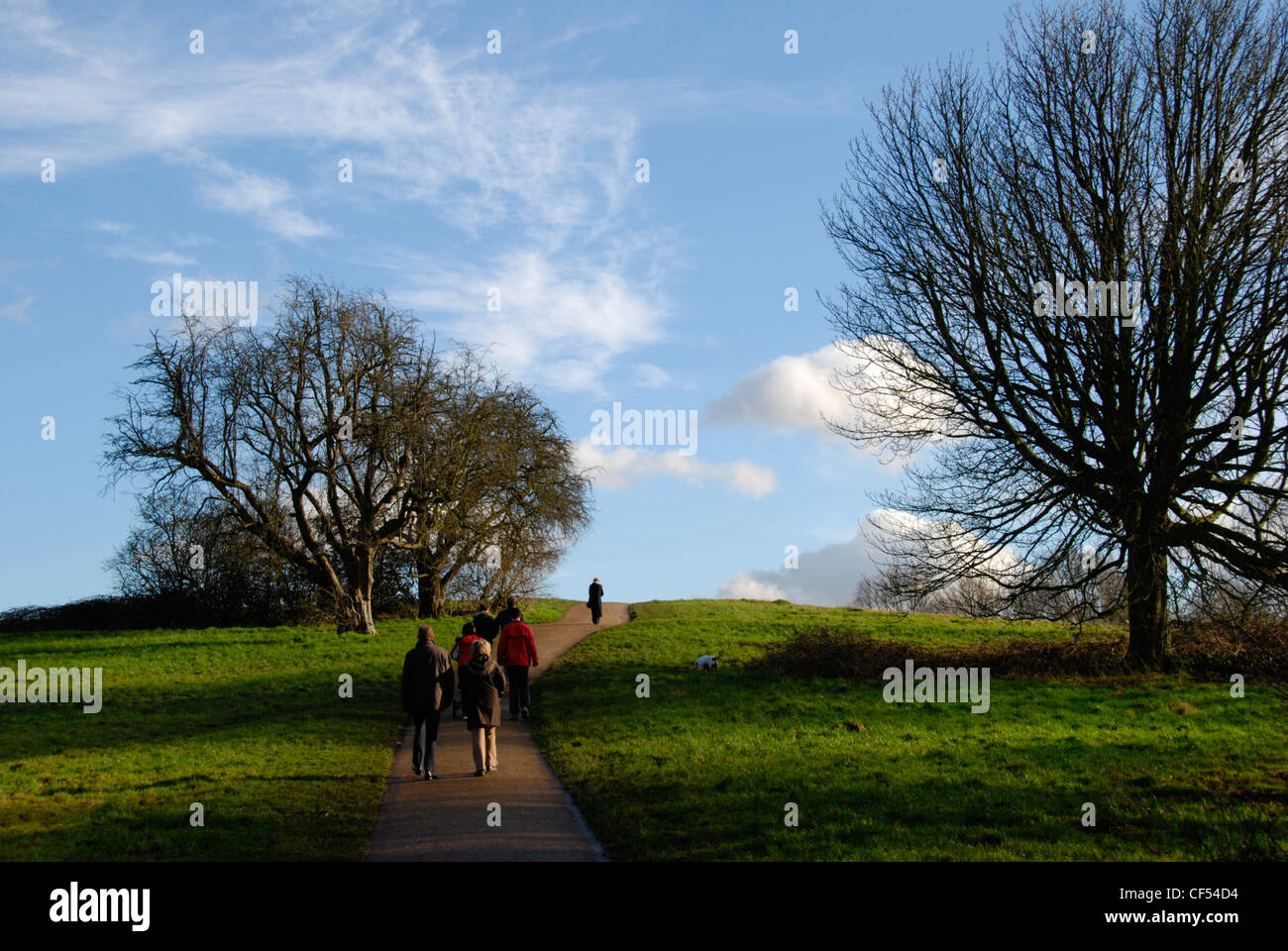 Menschen Flanieren auf dem Parlamentshügel in Hampstead Heath in London. Stockfoto