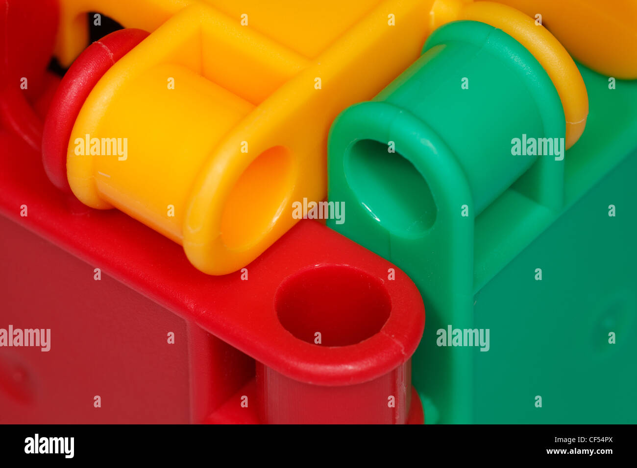 Farbige Kunststoff-Spielzeug Closeup, Design-Elemente. Stockfoto