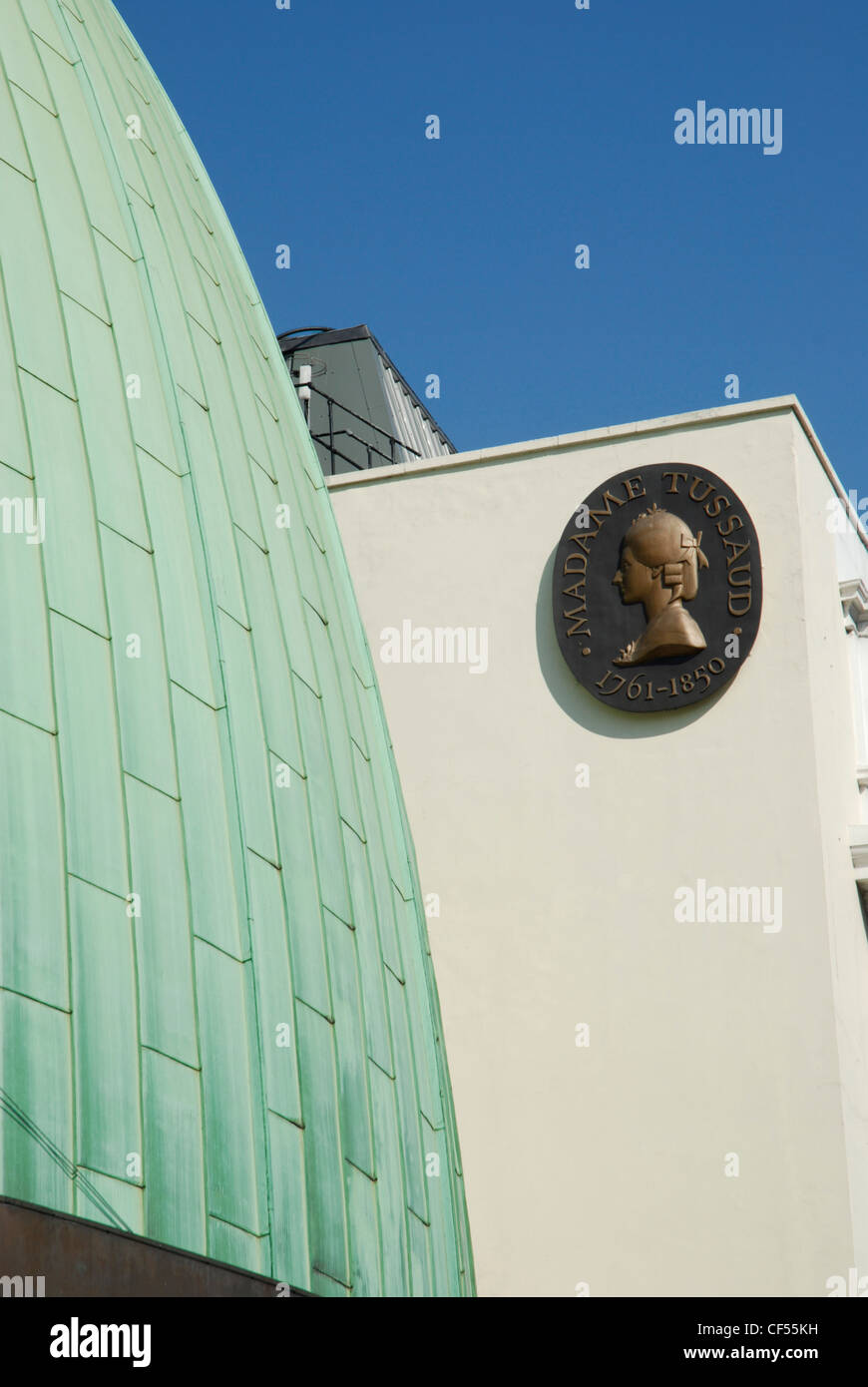 Das Dach des Madame Tussauds Wachsfigurenkabinett Museum in Westminster. Stockfoto