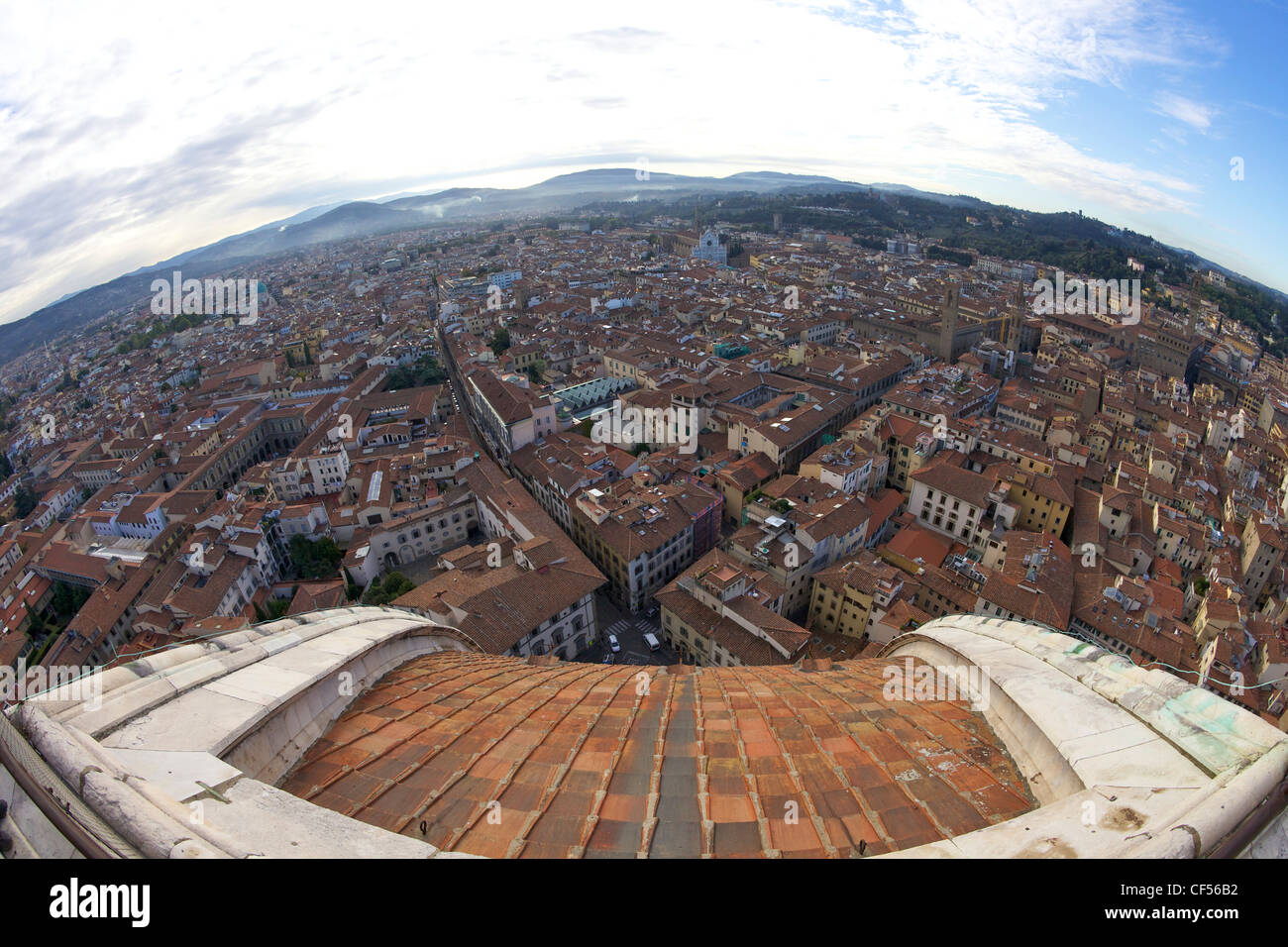 Blick von der Spitze der Kuppel von Brunelleschi über Florenz am frühen Morgen, Dom, Florenz, Toskana, Italien, Europa Stockfoto