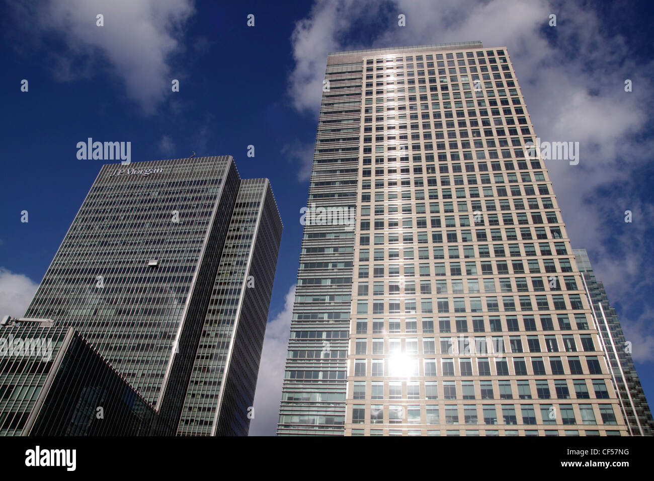 Büro Gebäude Docklands London Blick vom South Quay Stockfoto