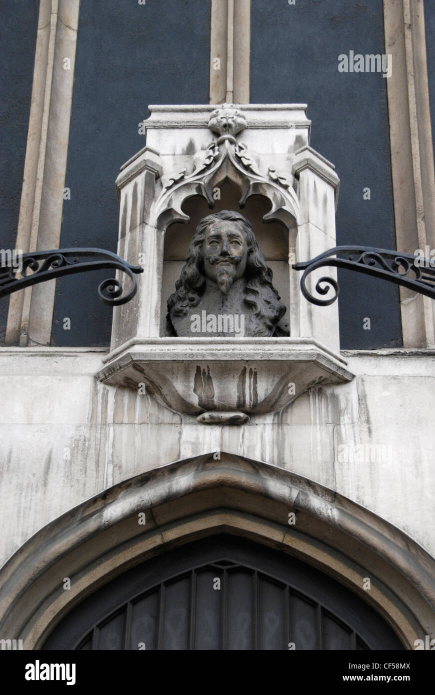 Büste von König Charles ich auf Außenseite der Westminster Abbey. Stockfoto