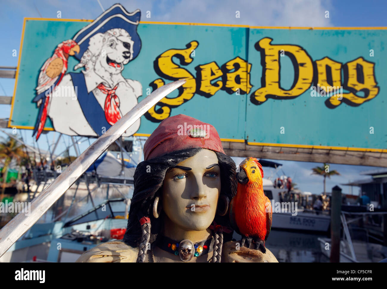 Mannequin vor einer Charta Fangeinsatz Marathon Key, Florida Stockfoto